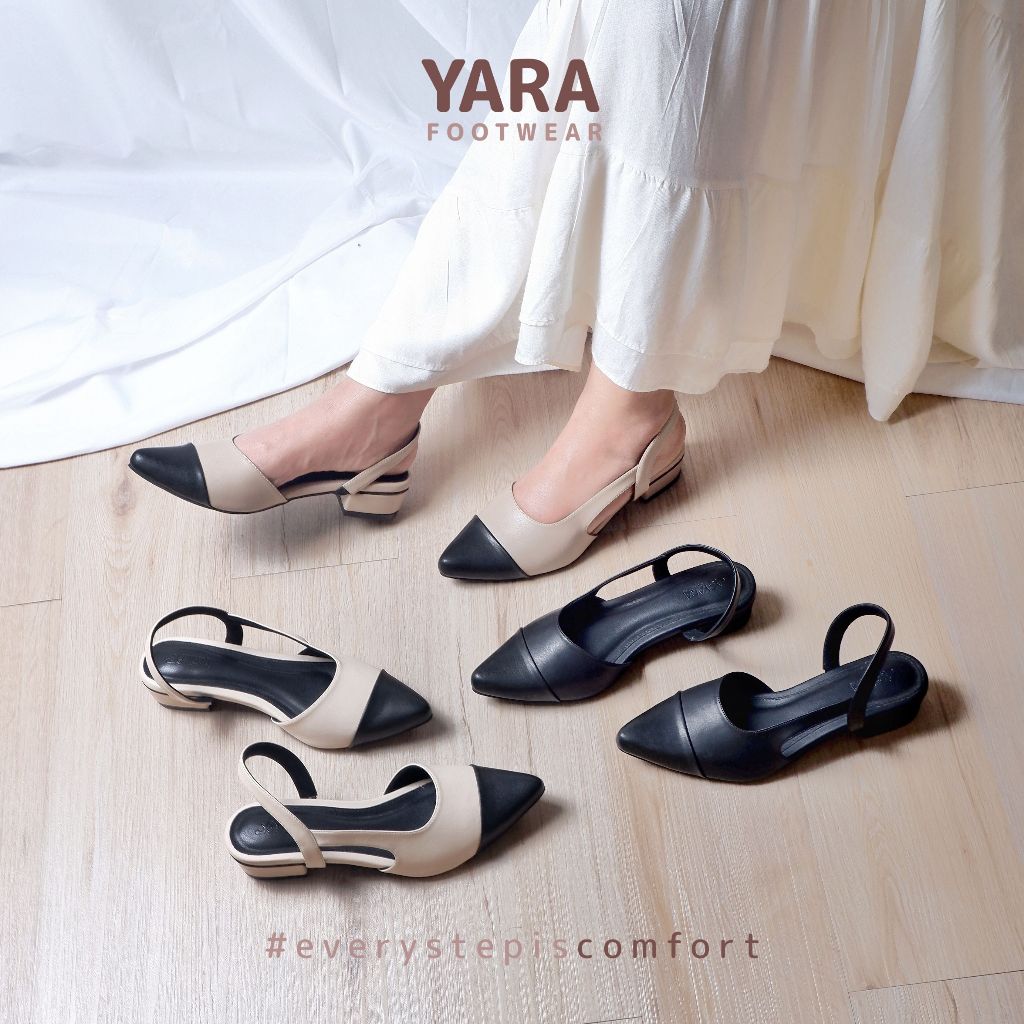 Yara Footwear - Mindy Sepatu Wanita Heels 3cm Dua Warna Slingback Heels