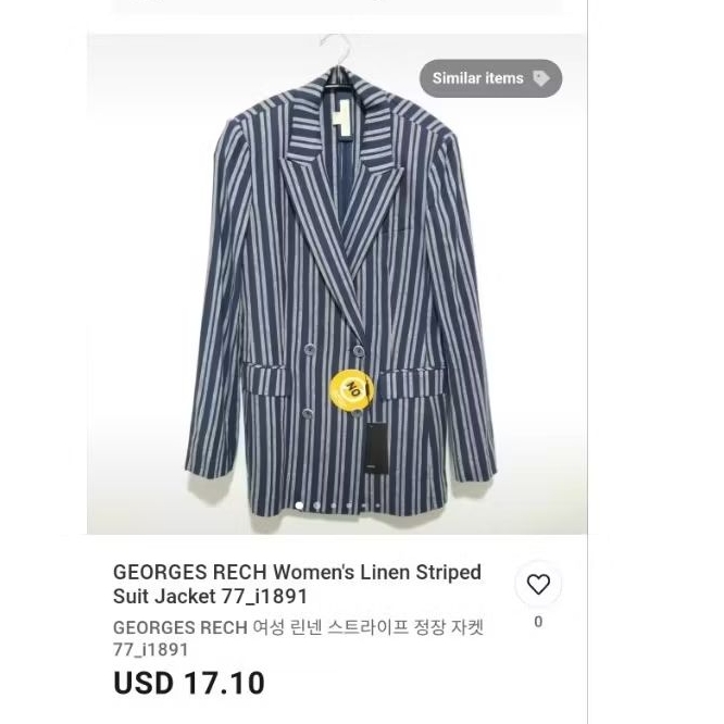 (NEW) GEORGES RECH Blazer daily salur garis Biru navy abu Size S LD92