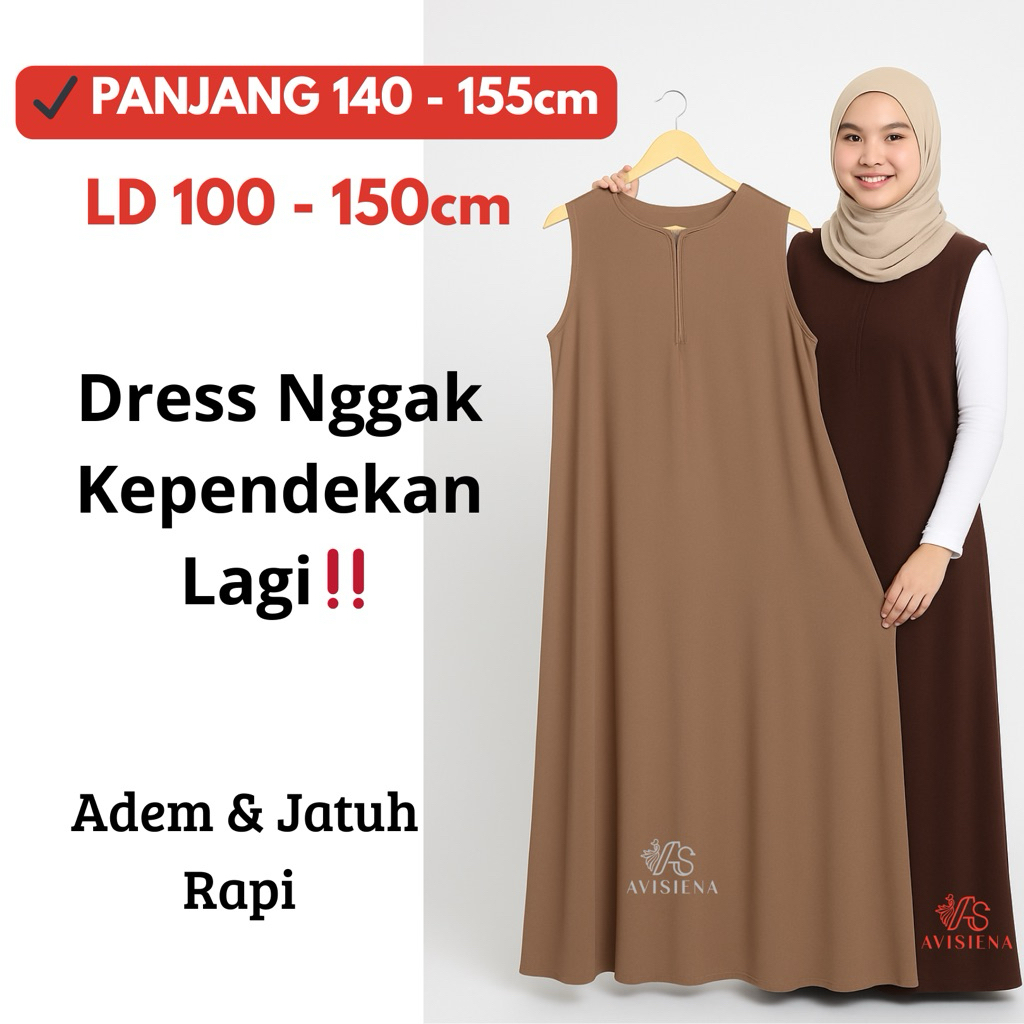 AVISIENA -INNER DRESS PANJANG 140 145 150 155 BISA REQUEST UKURAN BUSUI BUMIL UNTUK WANITA TINGGI