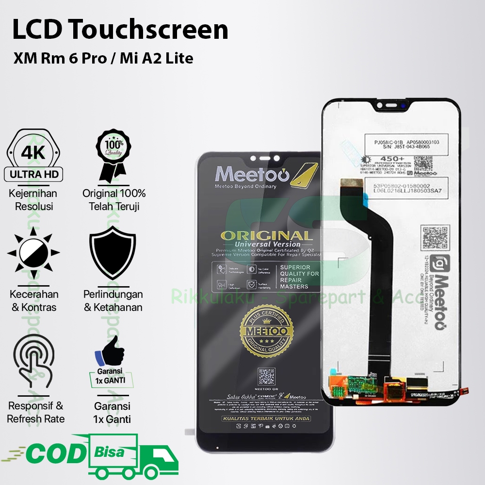 LCD Touchscreen Redmi 6 Pro / Mi A2 Lite Original 100% Fullset