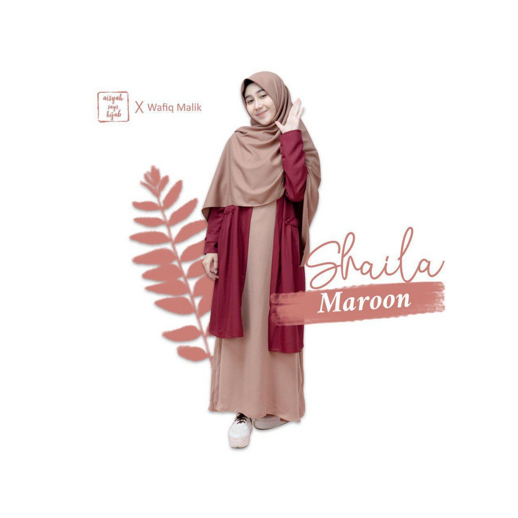 Shaila Outer Maroon by Aisyah Says Hijab