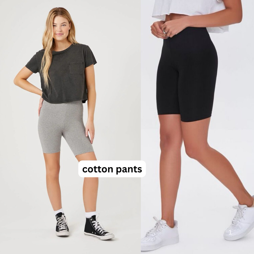 FOREVER 21 High Rise Cotton Biker Short