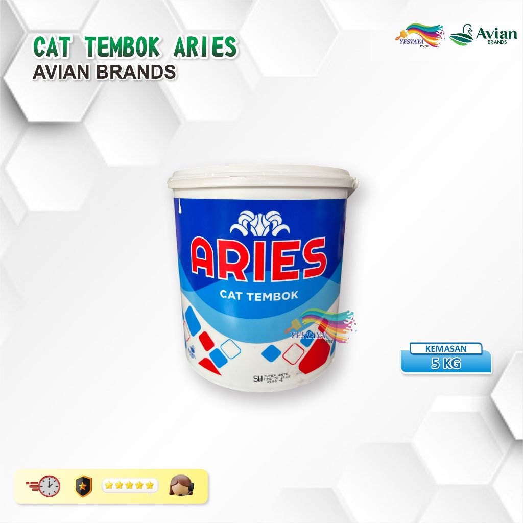 CAT TEMBOK EKONOMIS ARIES 5 KG WARNA SW (PUTIH) ; MW (PUTIH SALJU)