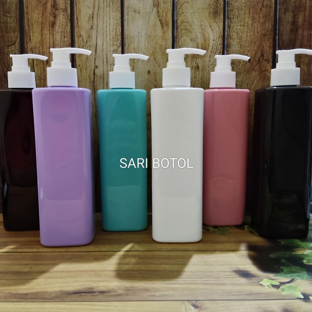 BOTOL PUMP 500ML KOTAK TUTUP PUMP PUTIH/BOTOL REFIL SABUN 500ML KOTAK VARIAN WARNA PET