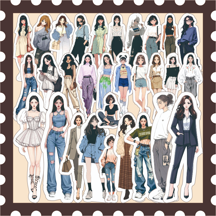 

Ladies Series | Sticker ootd girl stiker journal scrapbook aesthetic fashion cewek cute korea