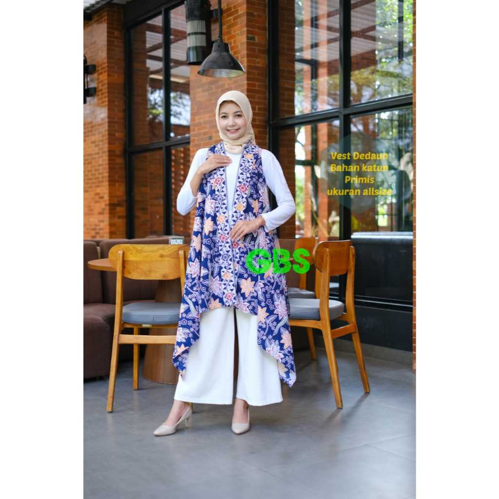 ksp BATIK VEST BATIK SOLO MOTIF DEDAUN TANPA LENGAN / OUTER TERBARU  BATIK SOLO / BOLERO BATIK / LON
