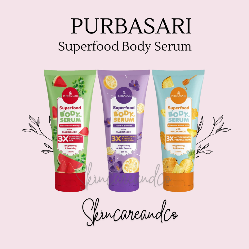 PURBASARI Superfood Body Serum 180ml | Watermelon Moringa | Yuzu & Saffron | Pineapple Royal Jelly