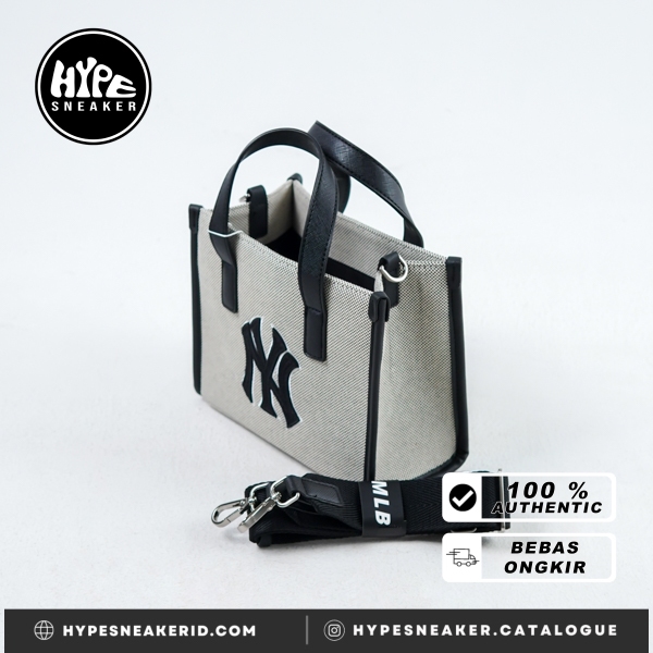 Tas MLB NY BLACK LIGHT GREY TOTE BAG WITH LONG STRAP 100% ORIGINAL