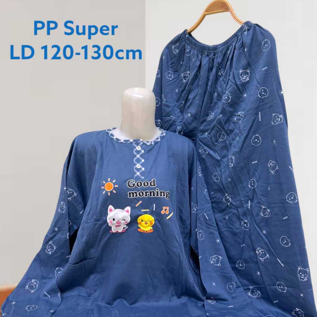 Babydoll Super Jumbo PP 4L Lengan Panjang Oversize Bahan Kaos LD 130cm Gambar Bordir Dan Sablon Hija