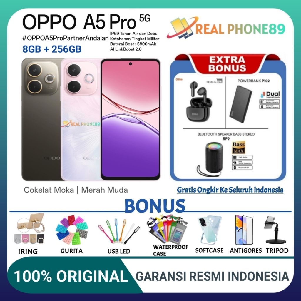 OPPO A5PRO 5G NFC 8GB + 256GB GARANSI RESMI OPPO INDONESIA