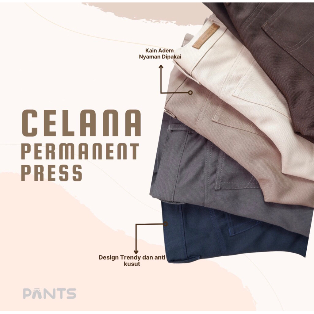 Celana Lea gabardine permanent press reguler celana kantor celana formal