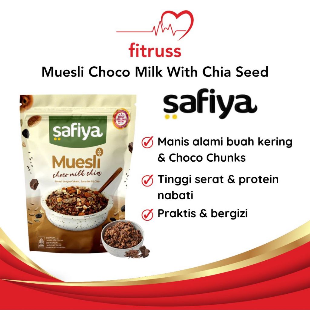 

SAFIYA Muesli Choco Milk With Chia Seed Oatmeal Sereal Premium