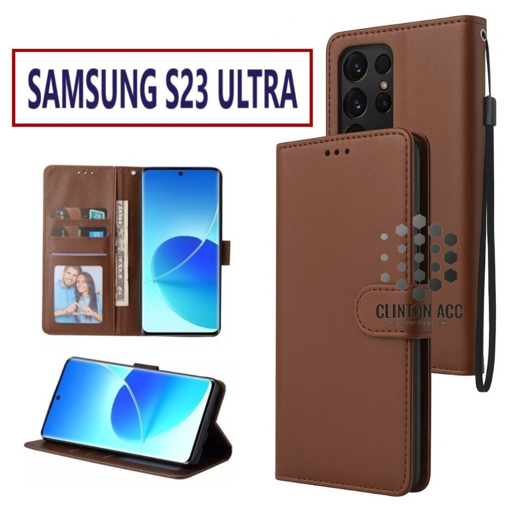 CASE HP SAMSUNG S23 ULTRA FLIP WALLET LEATHER DOMPET KULIT SOFTCASE PREMIUM FLIP COVER SARUNG BUKA T