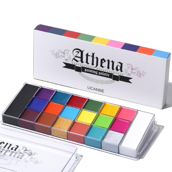 UCANBE ORIGINAL Athena Face Body Painting 20Warna Oil Palette Cat Wajah Profesional Halloween Makeup