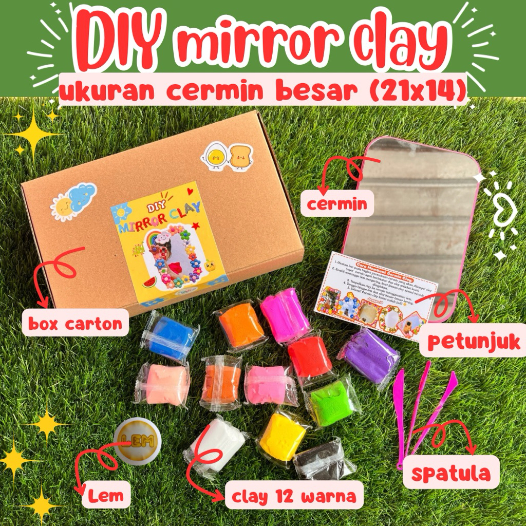 DIY Clay Mirror Kit Pop Art Activity Date Hias Cermin Kaca Lucu Aesthetic Hadiah Ultah Unik Gift