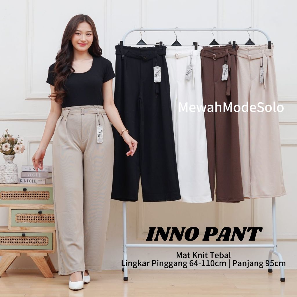 Inno Pant Kulot Knit Model Sabuk Aktif Kekinian/Celana Kulot Wanita Knit Terbaru
