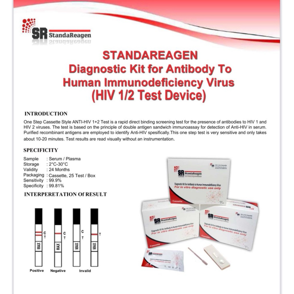 Tes HIV CARD Merek SR , Bisa Langsung Whole Blood / Tes Langsung, Hrga Per Box isi 25