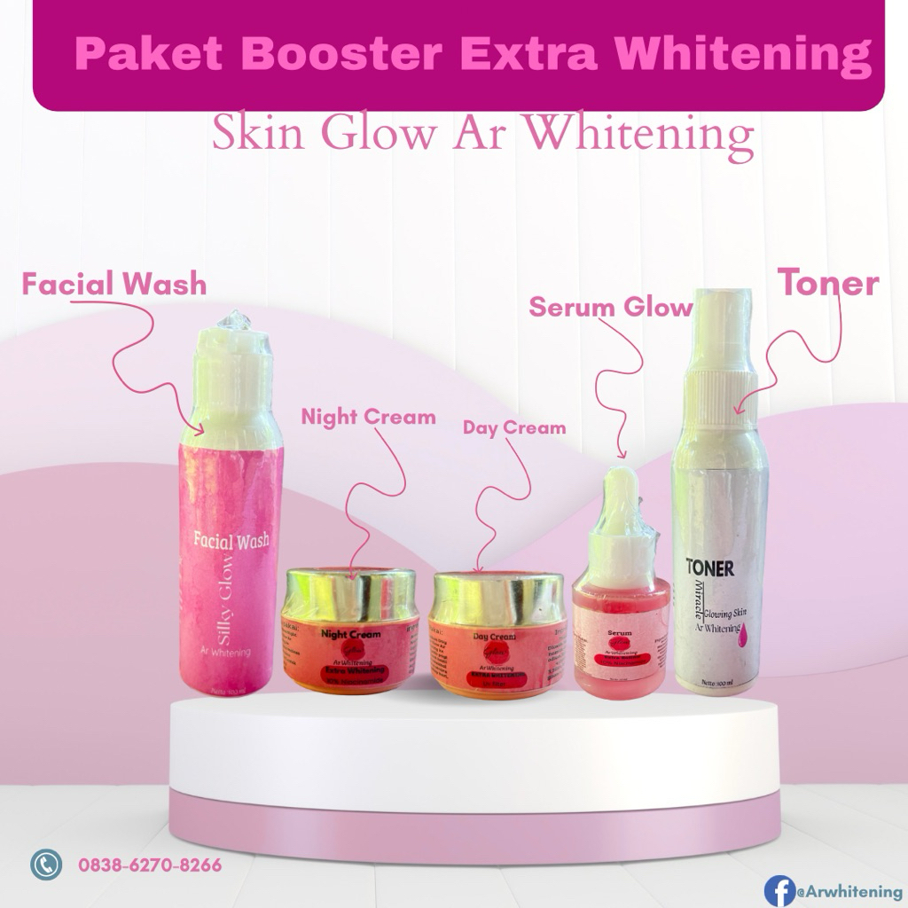 paket Extra Whitening skin glow ar skincare pemutih