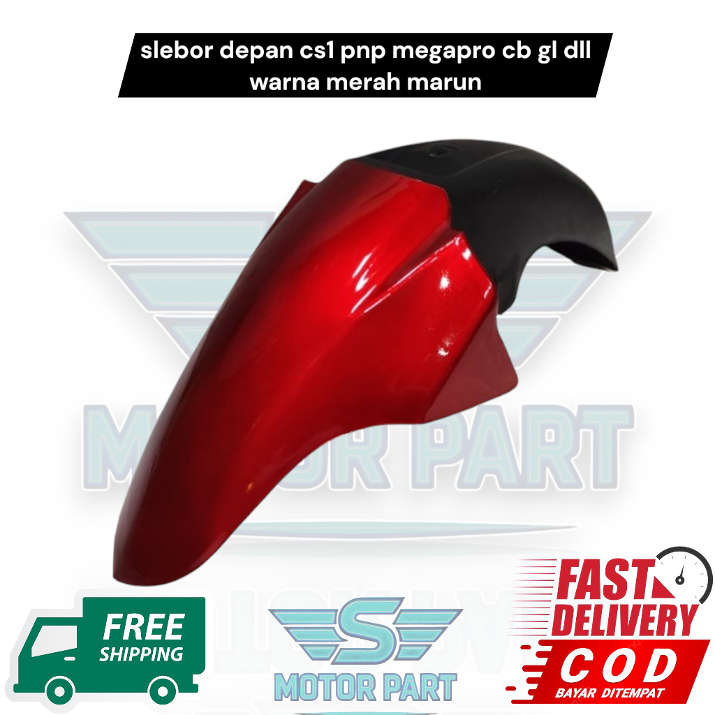 slebor depan cs1 pnp megapro cb gl dll warna merah marun