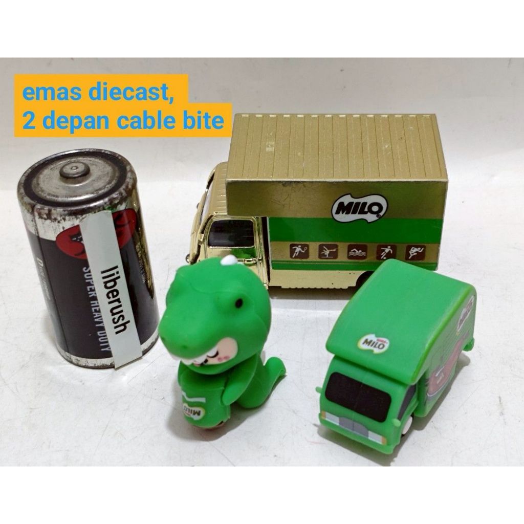 Set diecast milo van gold & milo cable bite milo dinosaur figure