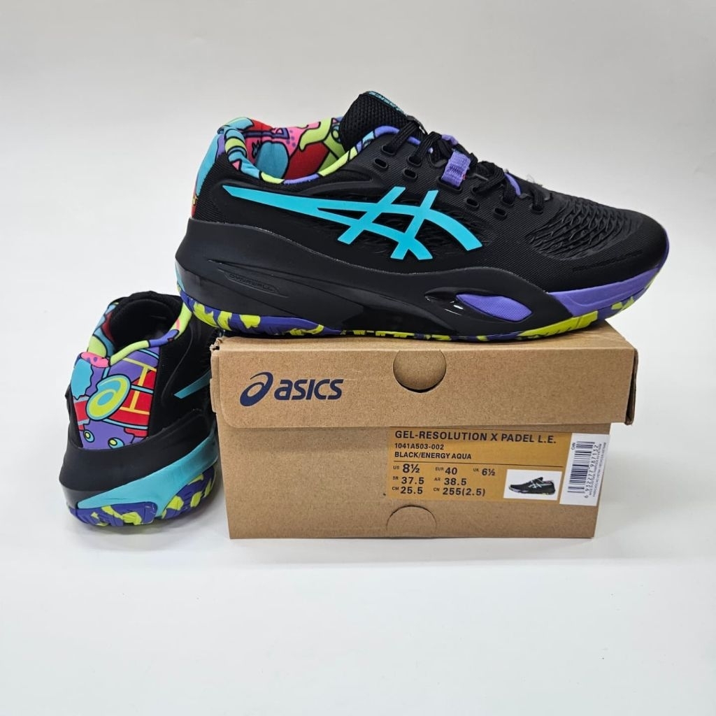 SEPATU OLAHRAGA VOLY BADMINTON ASICS RESOLUTION X PADEL ORIGINAL BLACK PADEL