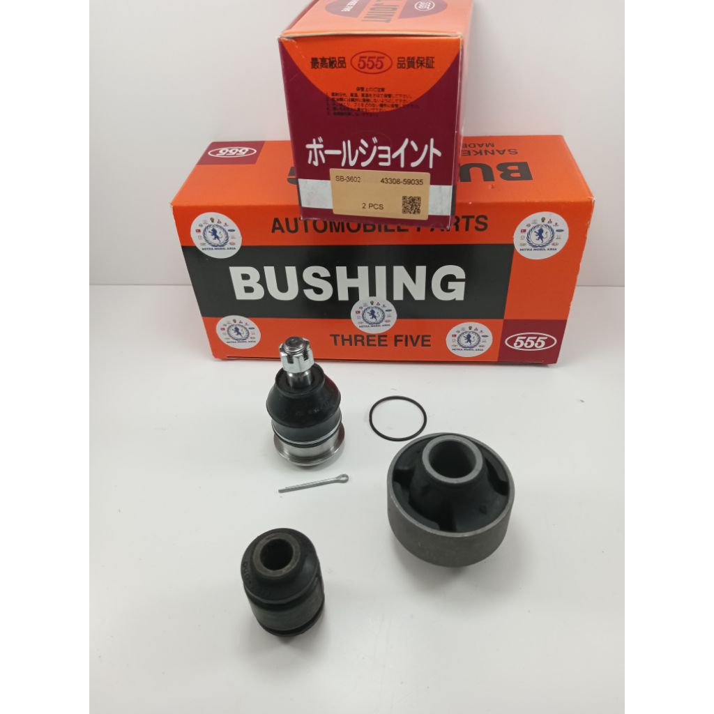 set 3 servis lower arm vios gen 2 yaris bakpao ball joint bushing besar kecil merk 555 three five