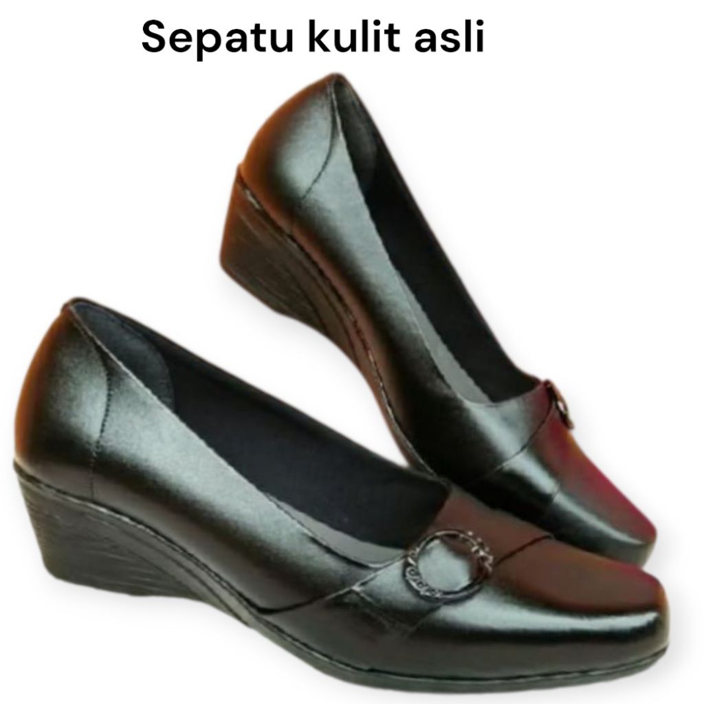 sepatu wanita kulit sapi pantofel warna hitam