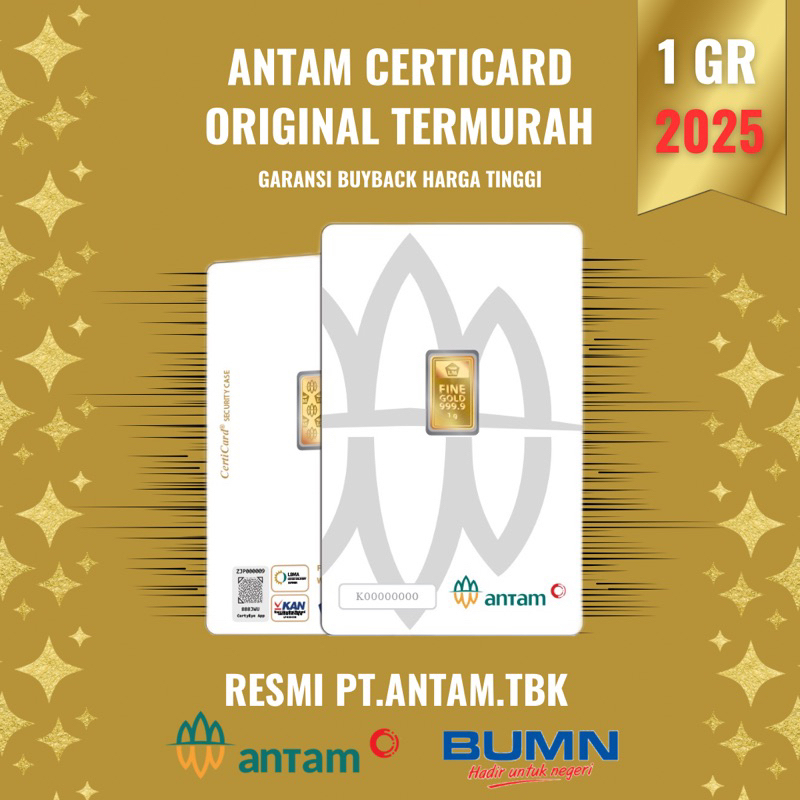 Emas Batangan Antam 1 Gr Logam Mulia 24K Cetakan 2025 Asli