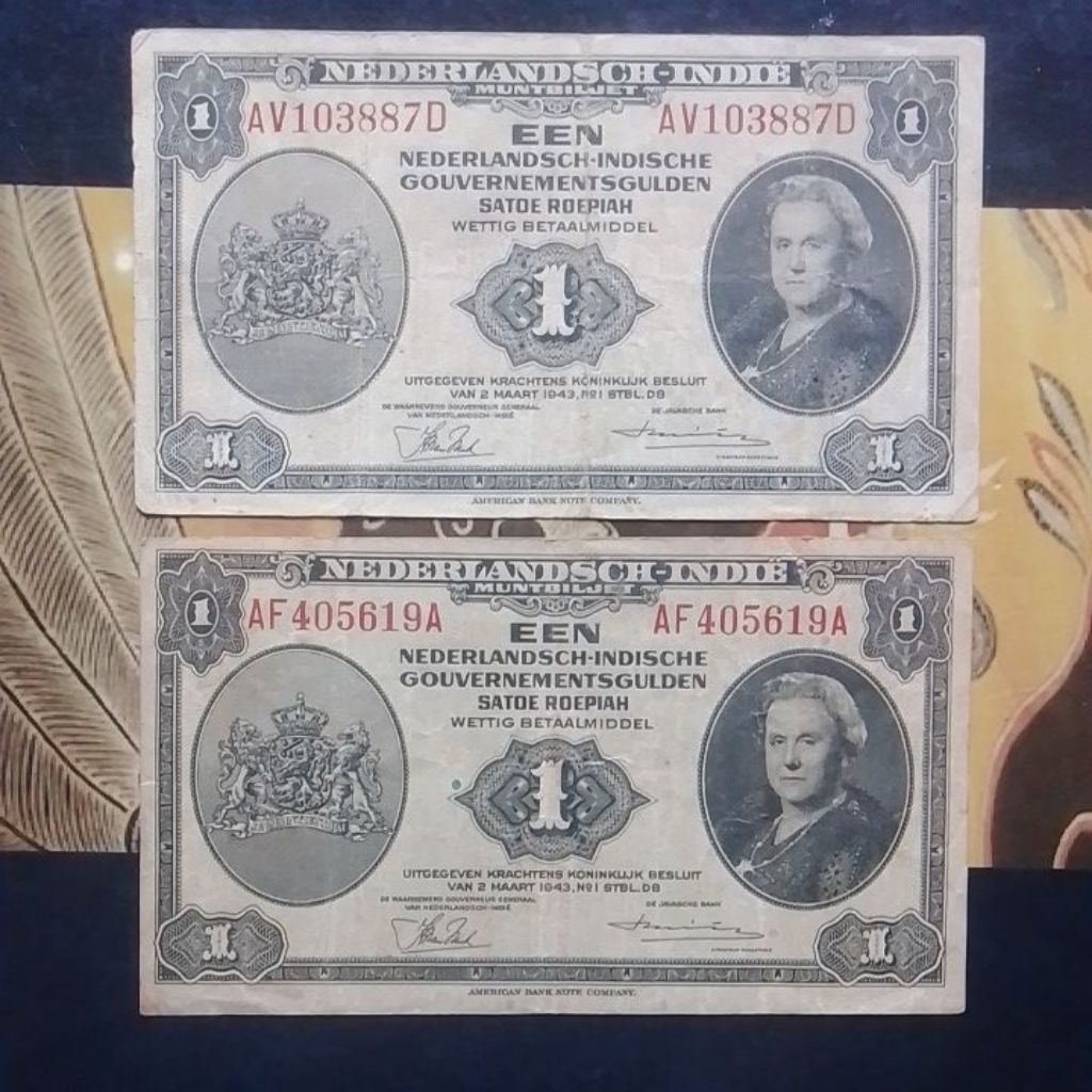UANG KUNO 1 GULDEN NEDERLANDSECH INDIE TAHUN 1943
