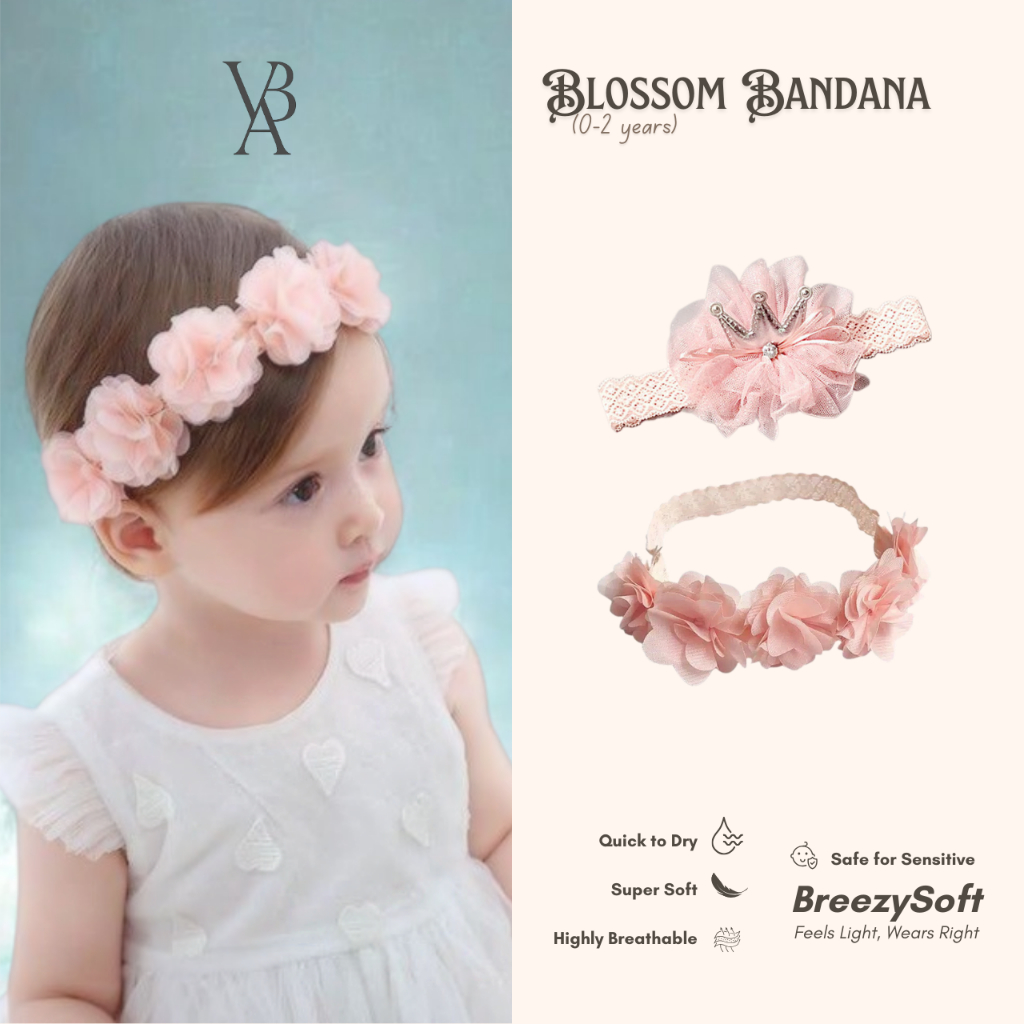 Venta Baby - Blossom Bandana Headband Bando Bayi Newborn Aksesoris Rambut Perempuan 0-2 Tahun