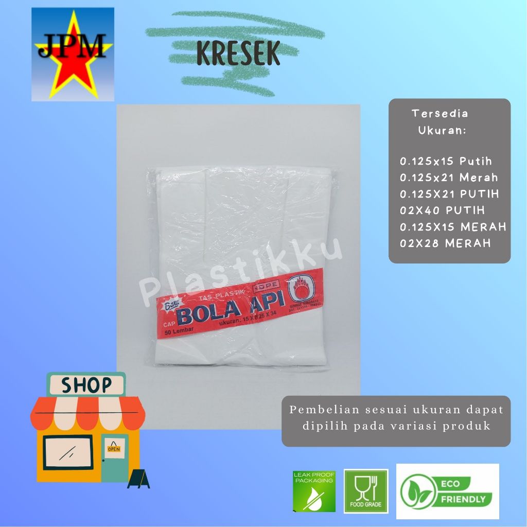 Kantong Kresek Puti, Merah Merk Bola Api  / Kantong Kresek Putih, Merah / Kantong Putih, Merah / Kan