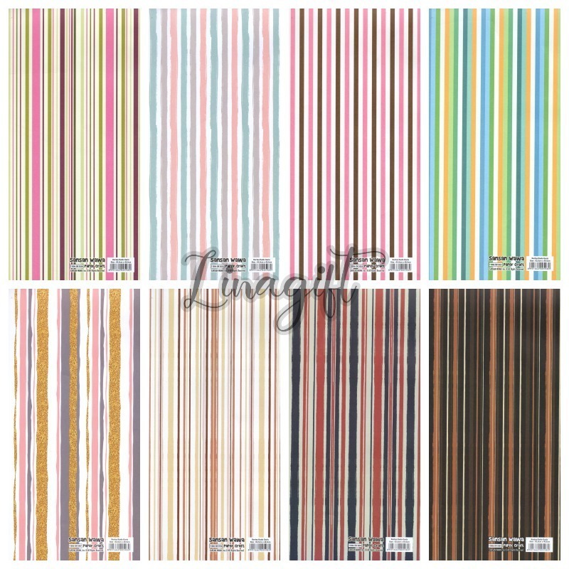 

( 5 Lembar ) SMALL LINE SANWA - KERTAS KADO STRIPES STRAIGHT - GIFT WRAPPING PAPER SANSAN WAWA