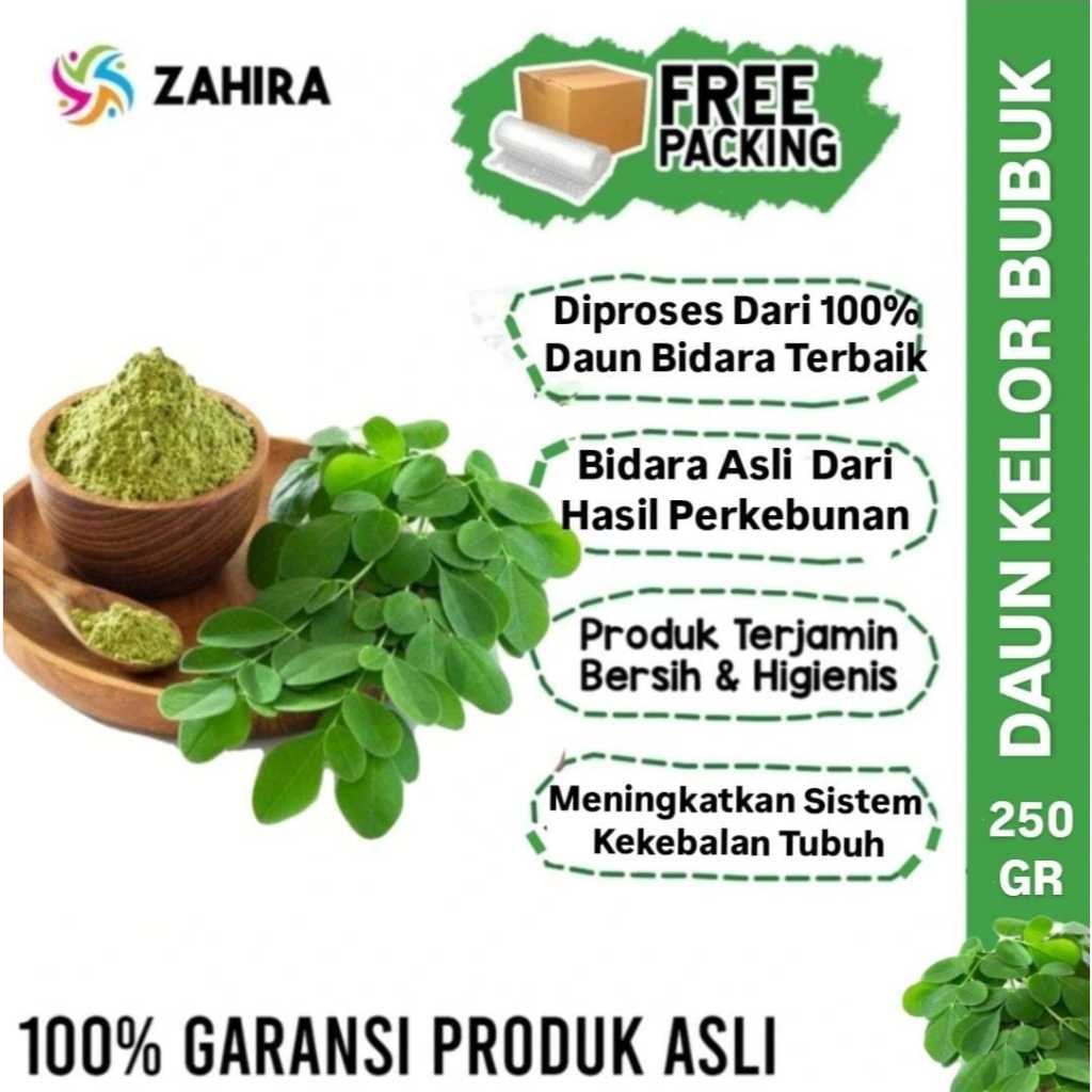 

DAUN KELOR BUBUK 250GR Alami Kualitas Premium Powder Murni Higienis Nutrisi Super untuk Kesehatan