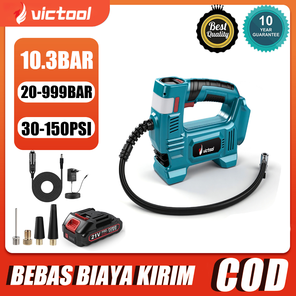Victool 5000W pompa angin multifungsi pompa angin ban portabel cocok untuk sepeda motor, truk, bulat