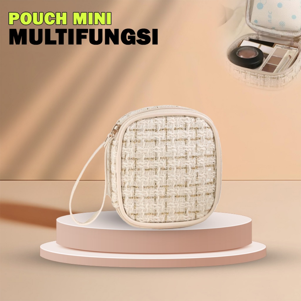 Tas Pouch Make Up Mini Tas Kosmetik Portable Travel Pouch Rajut Simple New Collection - BK 6033