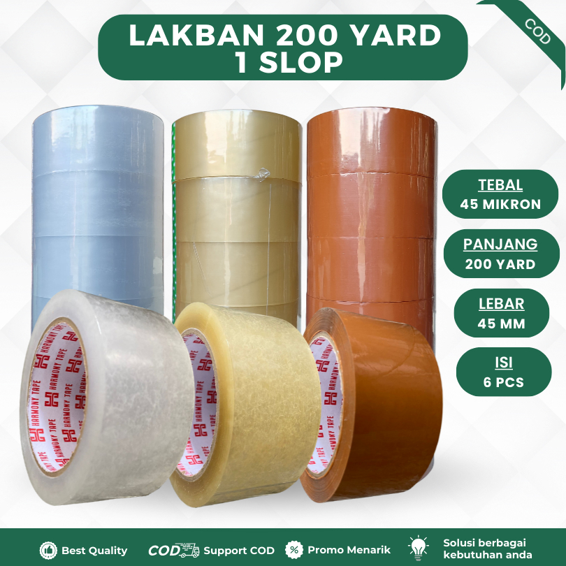 

1 SLOP (Isi 6 Pcs) Lakban Kuat 200 Yard Coklat Bening White Lakban Serbaguna Daya Rekat Kuat Panjang Harga Grosir Lebih Hemat