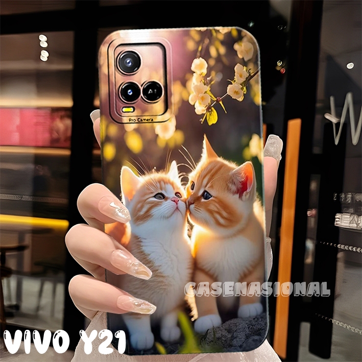 Case Vivo Y21 Y21T Y21A Y33S Motif kucing lucu cute case cewek softcase [CN25]