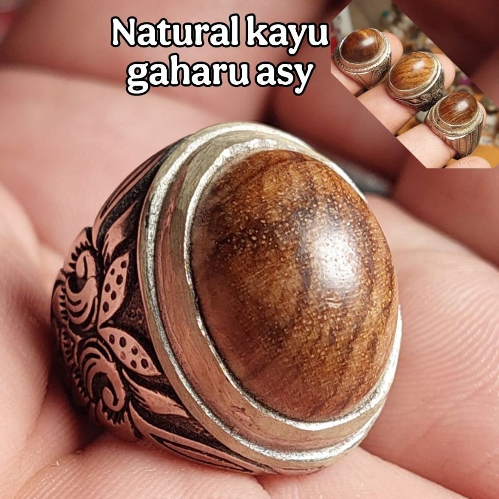 Natural kayu gaharu asli original / Cincin batu akik Natural pria wanita