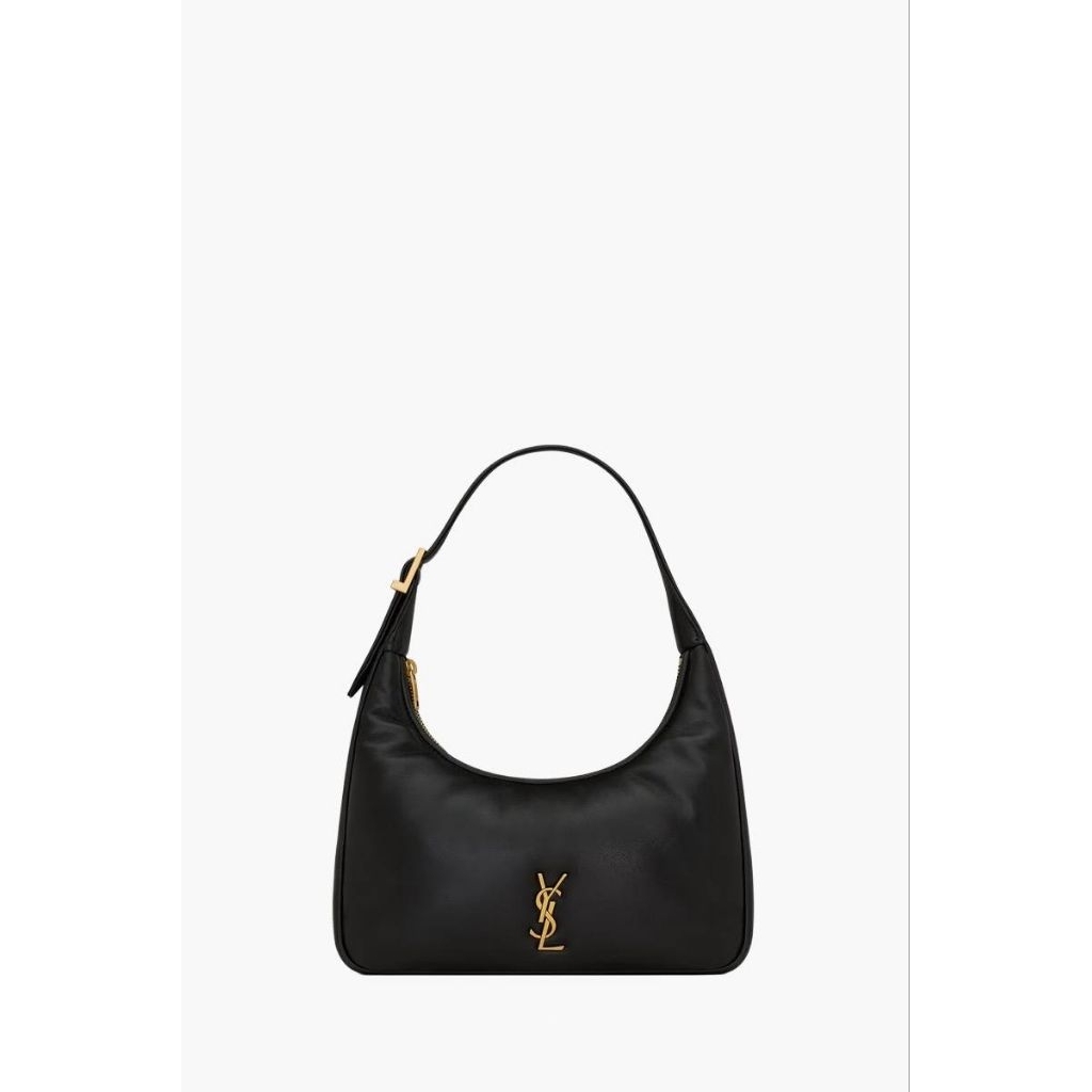 SAINT LAURENT Mini Calypso Hobo Bag in Black Plunged Lambskin