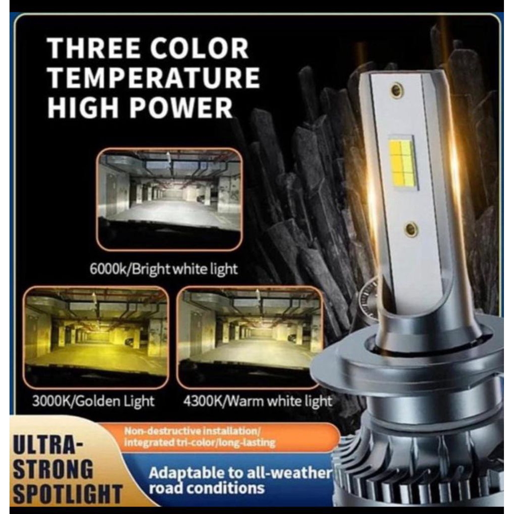 Lampu LED macrone MC3 H4 3 warna harga sepasang