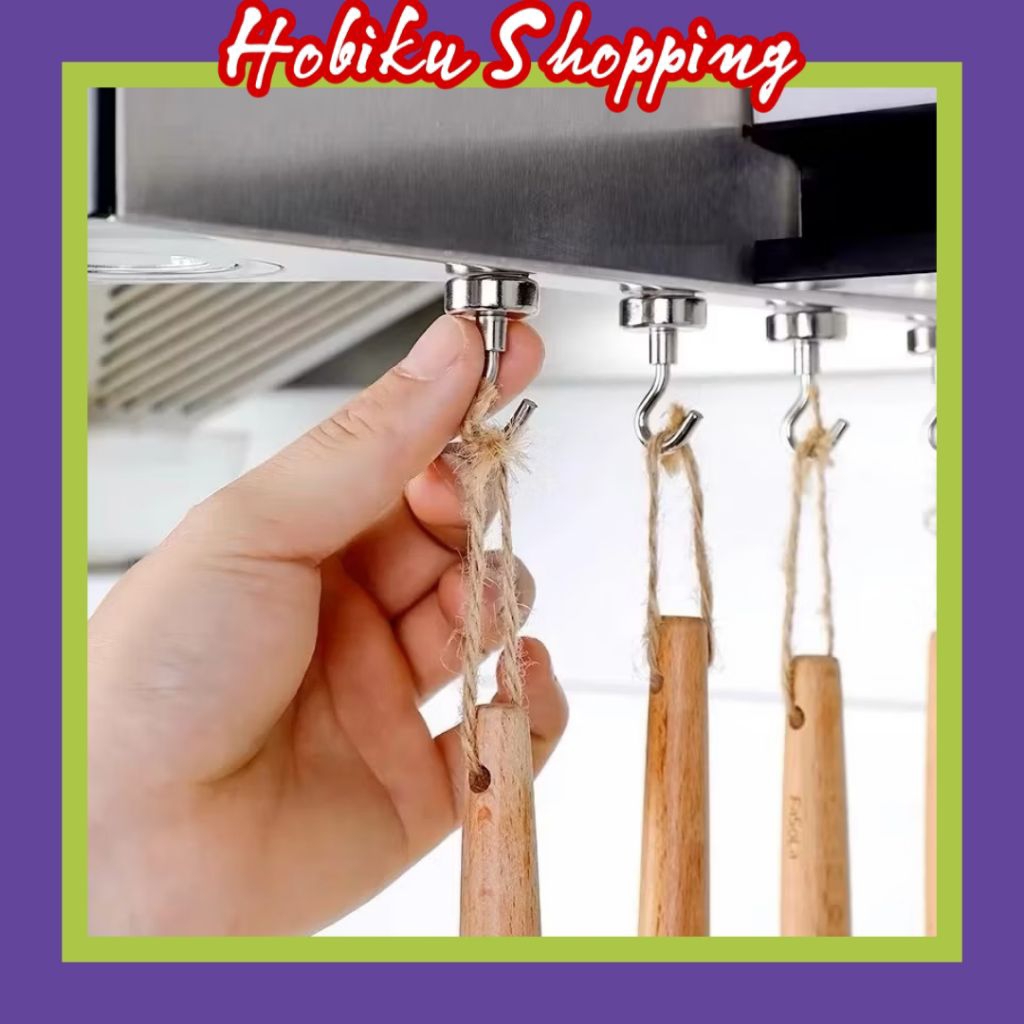 Hook Cantolan Gantungan Magnet Besi Kuat / Pengait Bulat Magnet