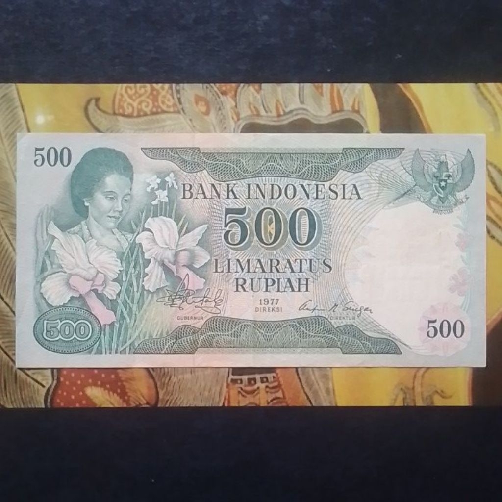 UANG KUNO 500 RUPIAH ANGGREK TAHUN 1977 KONDISI BAGUS