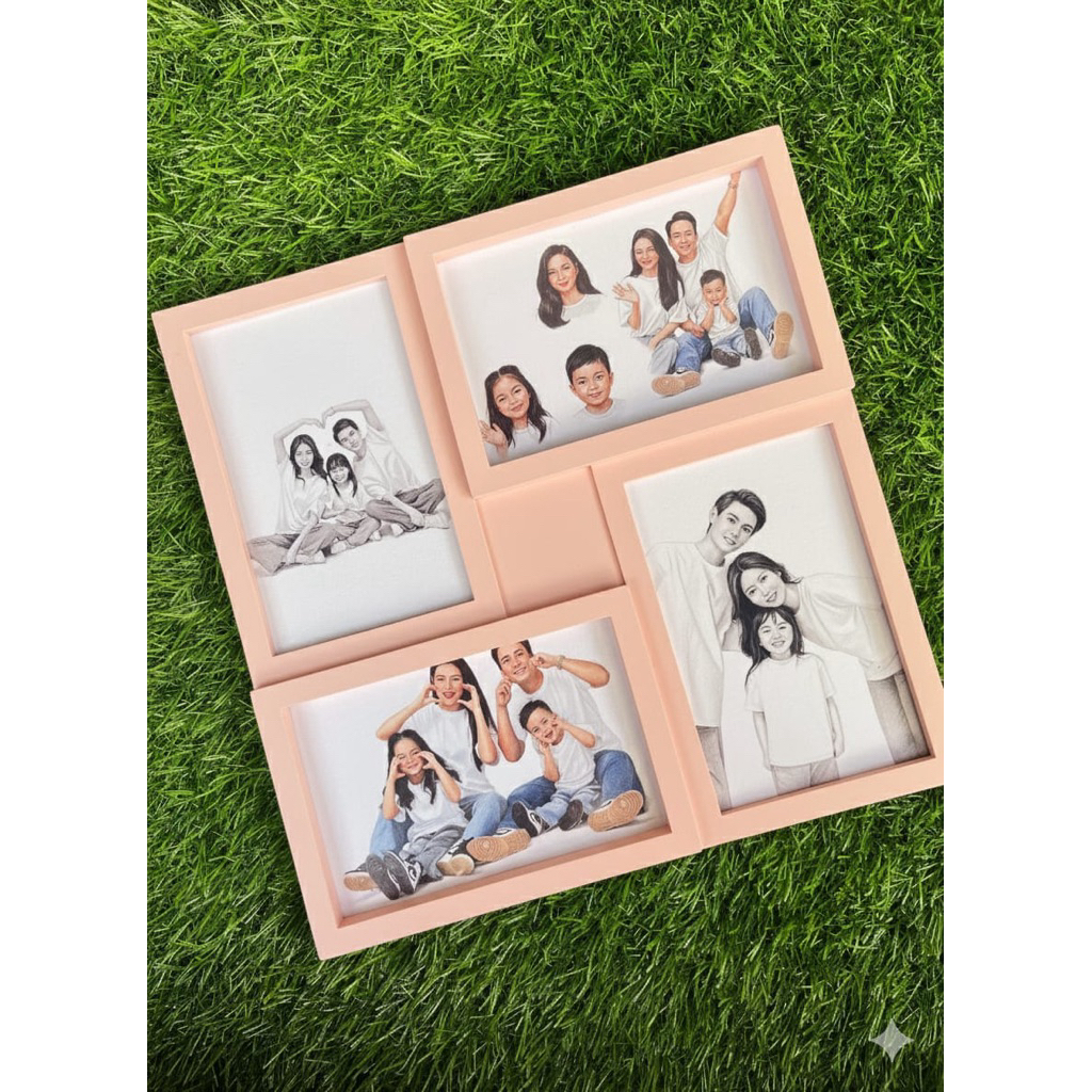BINGKAI FOTO 4 IN 1 MINIMALIS PINK/FRAME FOTO MEJA DUDUK SERBAGUNA