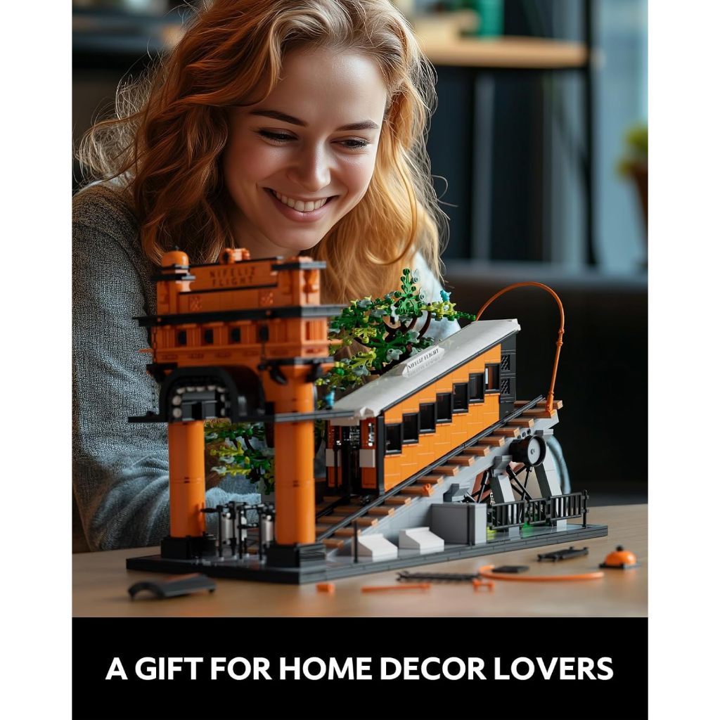Nifeliz Flight Railway Building Set, Vintage Cable Car Railway Display Model for Dcor
