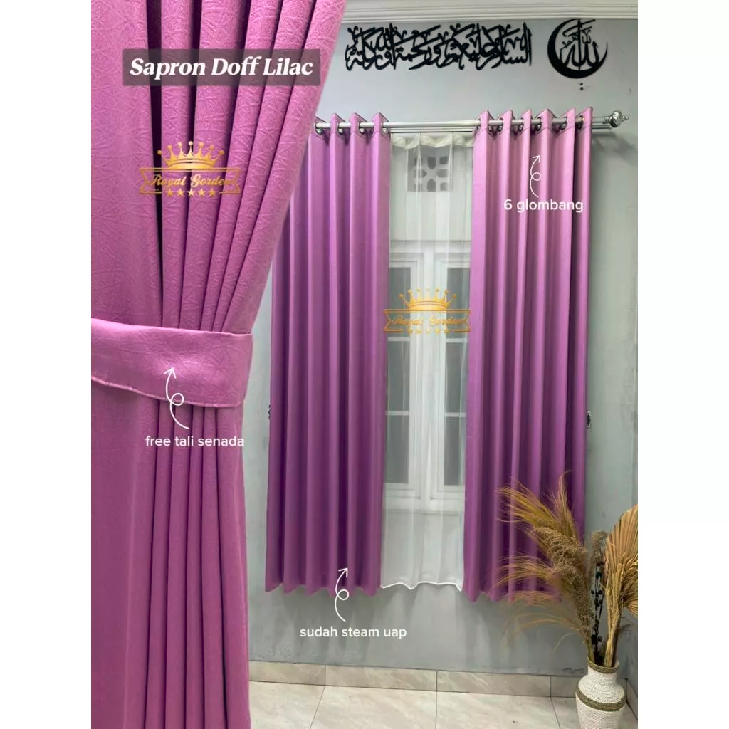 GORDEN BLACKOUT MOTIF POLOS SERAT SAFRON WARNA UNGU Tirai Minimalis Gordeng Ruang Tamu Aesthetic Hor