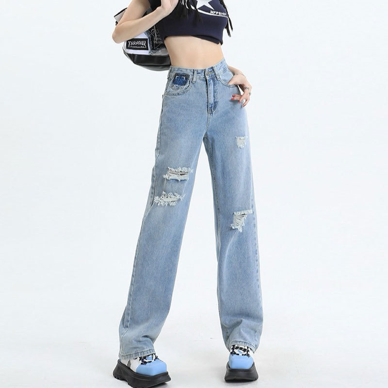 Celana Jeans Wanita Sobek Highwaist Jeans Kulot Import Premium Jeans Ripped Korean Style
