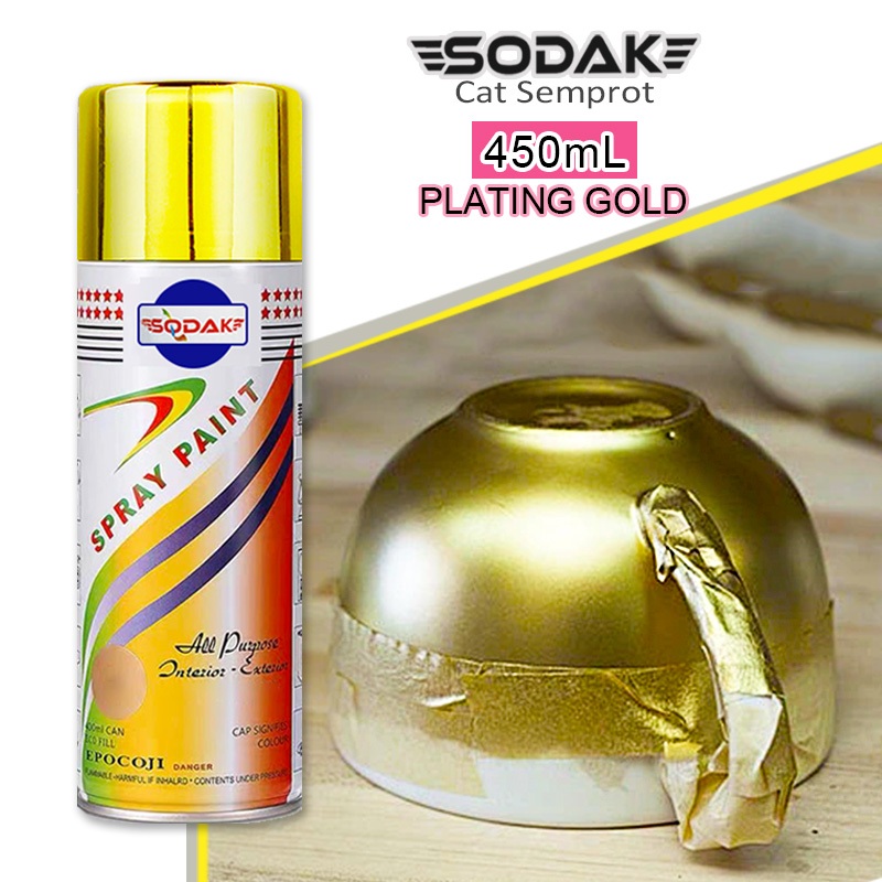 Cat Semprot Chrome Gold 450ml / Chrome Spray Paint Stainless Automotive Cat Gold Metallic Paint