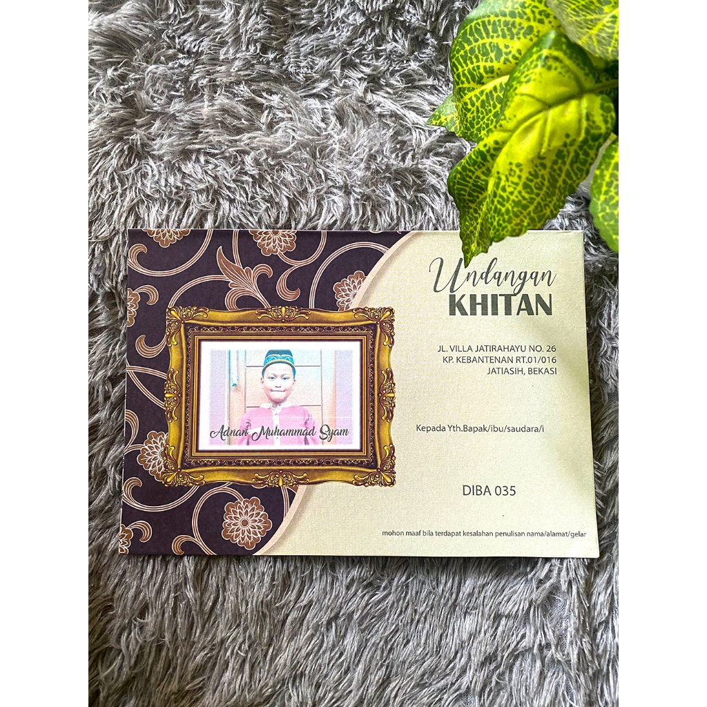 Undangan Pernikahan dan Undangan Khitanan Sunat Lipat 2, Hasil Offset Kertas BC160 gr, motif Batik, 