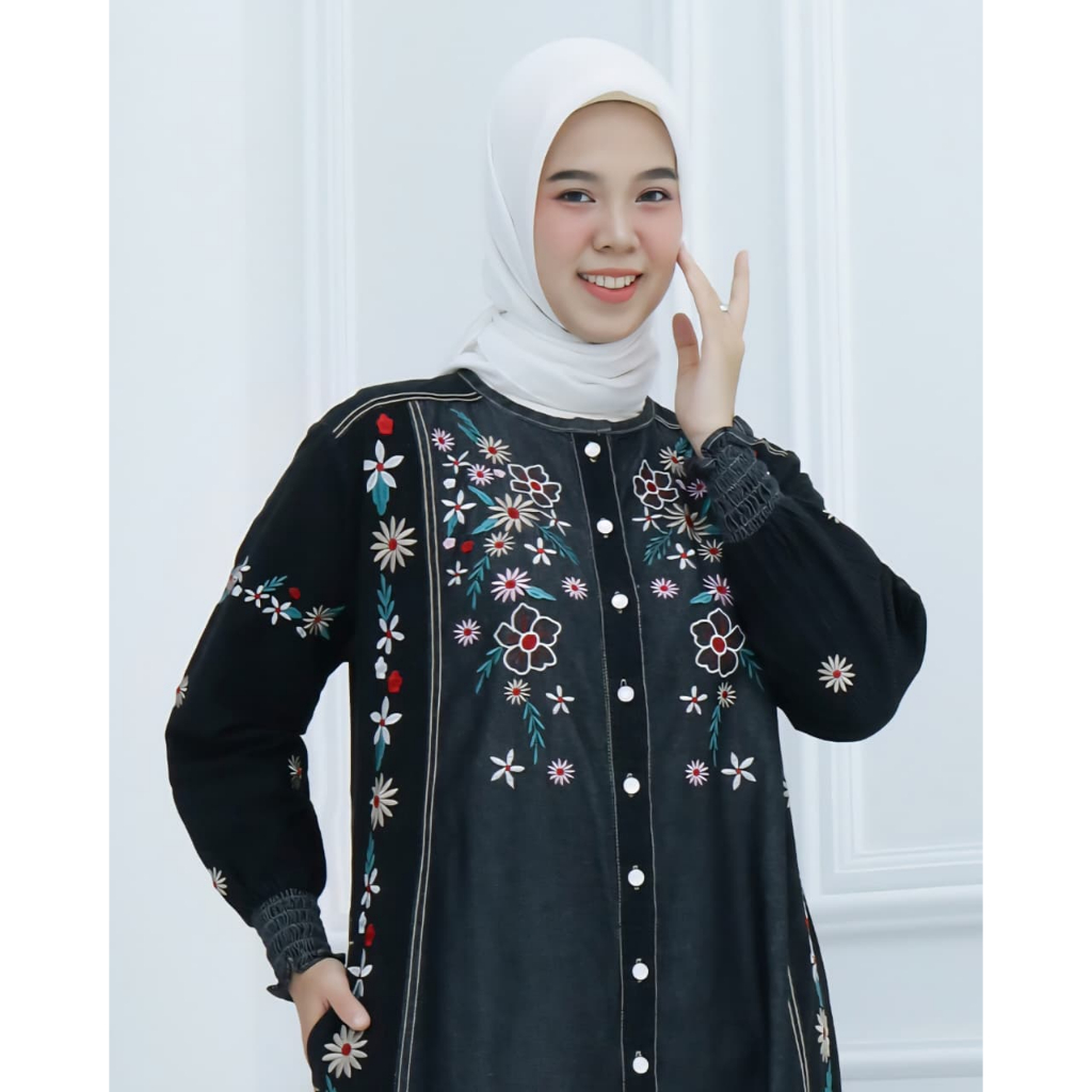 GAMIS WANITA TERBARU MEWAH DENIM IMPORT FULL BODIR
