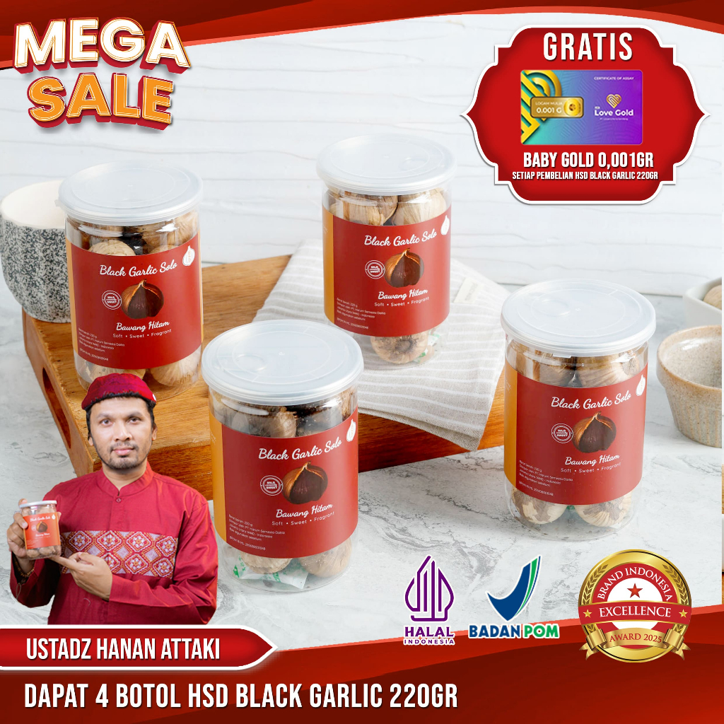 

4 BOTOL HSD Black Garlic Solo ( Bawang Hitam Tunggal) 220 Gr